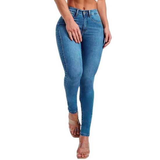 Jean Slim Guess Femme Bleu Délavé Acide - Taille T36/38 (petite), élastique, Neuf Avec étiquettes