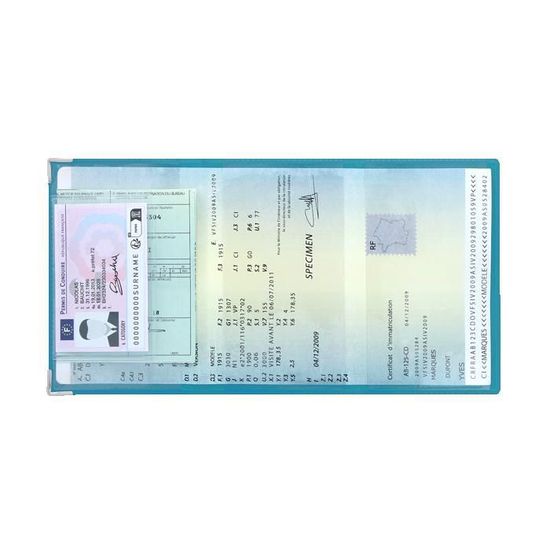 Porte-papiers Voiture Color Pop Vert D'eau - Pour Carte Grise, Assurance, Permis, Fabriqué En France