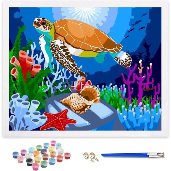 KIT DE DESSIN Peinture Numero Adulte Par Bricolage Loisirs Créatifs Activité Manuelle Coloriage DIY by Numbers Lac Paysage Tableau - Beaux-Arts et Loisirs créatifs