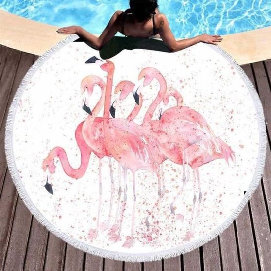 Serviette De Plage En Velours Flamant Rose | Matério