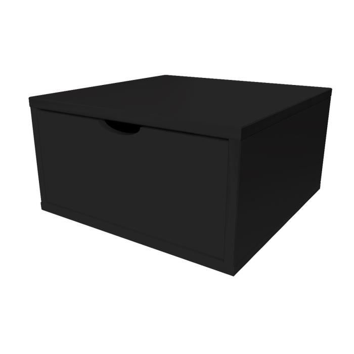Cube de rangement largeur 50 cm + tiroir - Couleur - Noir