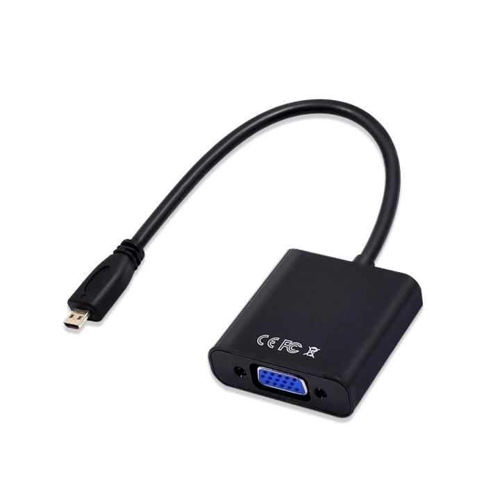 Le noir - Câble convertisseur Micro HDMI vers sortie VGA, Mini adaptateur mâle vers VGA femelle, pour PS3, PS