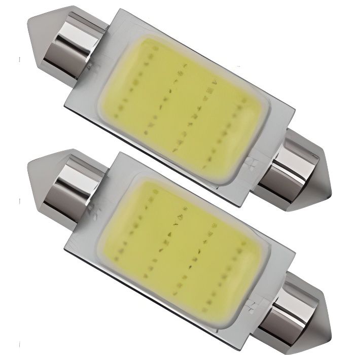 2 x Ampoule LED C5W 36mm COB 12 leds Blanc Xénon pour plafonnier coffre Habitacle 12V