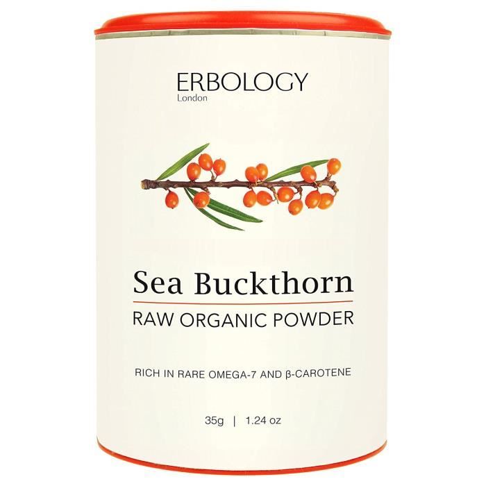 Poudre d’Argousier Bio 35g - Riche en Oméga-7, en Vitamine A et en Vitamine E - Crue - Sans Gluten