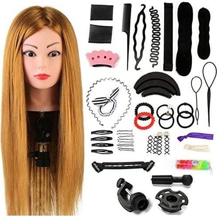 Neverland Beauty 60cm Têtes d'exercice Tête À Coiffer Coiffure Cosmétologie Pratique Mannequin Poupée 60% Vrais Cheveux+ Titulaire &