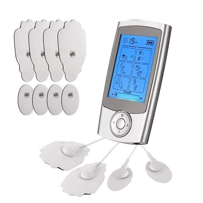 Électrostimulateur TENS, soulagement des douleurs avec 16 programmes de massage, 2 canaux de sortie (A et B) pour le traitement