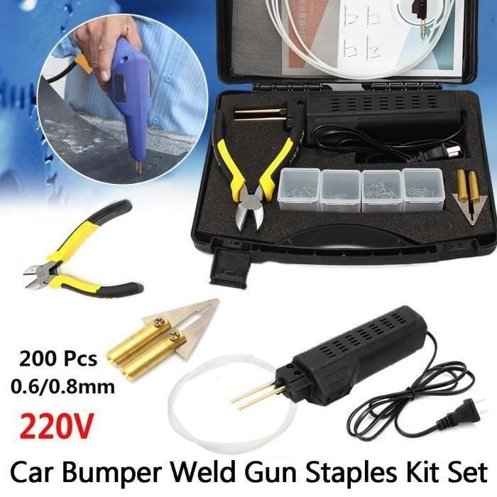 Set Agrafeuse À Chaud Réparation Plastique Voiture Pare-Chocs + 200 Agrafes L54139