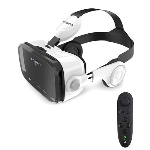 VR Z4 3D cuir carton réalité virtuelle VR casque VR lunettes, adapté aux téléphones mobiles 4-6 pouces - blanc avec télécommande