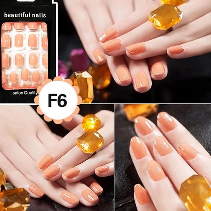Coloré 24 pièces autocollant à ongles français acrylique faux faux ongles Art ongles pleins conseils solide autocollant *SN5344