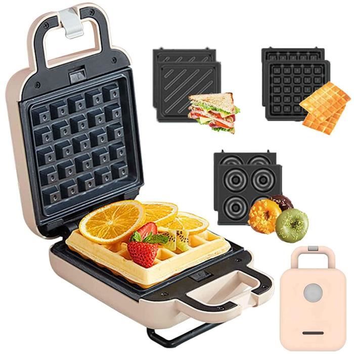 GAUFRIER Mini Gaufrier eacutelectrique 3 En 1 Croque Monsieur Beignets Multifonction Appareil agrave Gaufres Poecircle Antiadhea251