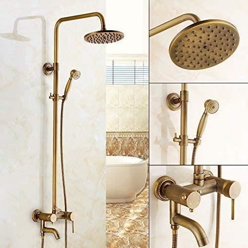 Colonne de Douche, Laiton Antique Ensemble Système de Douche, Mitigeur de Douche à Colonne de Douche en Laiton, Kit de Douche Réglab
