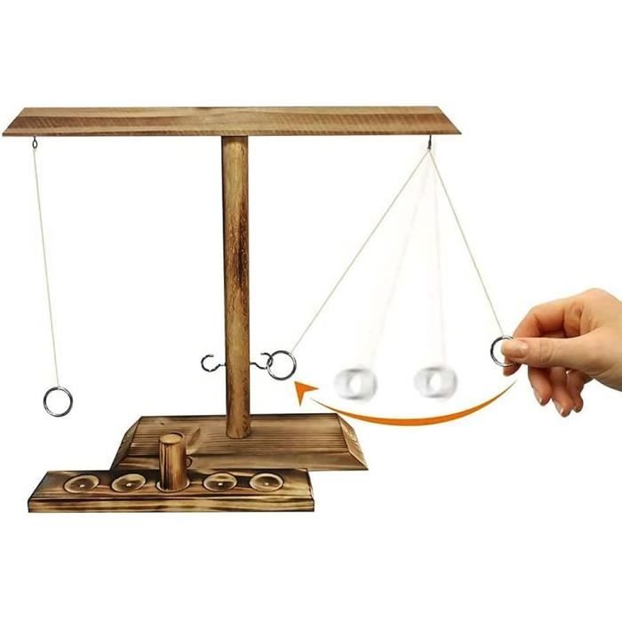 ring toss game pour adulte et enfant, jeux de lancer danneaux en bois, jeu de crochet et danneau de lancer, ensemble de jeu d