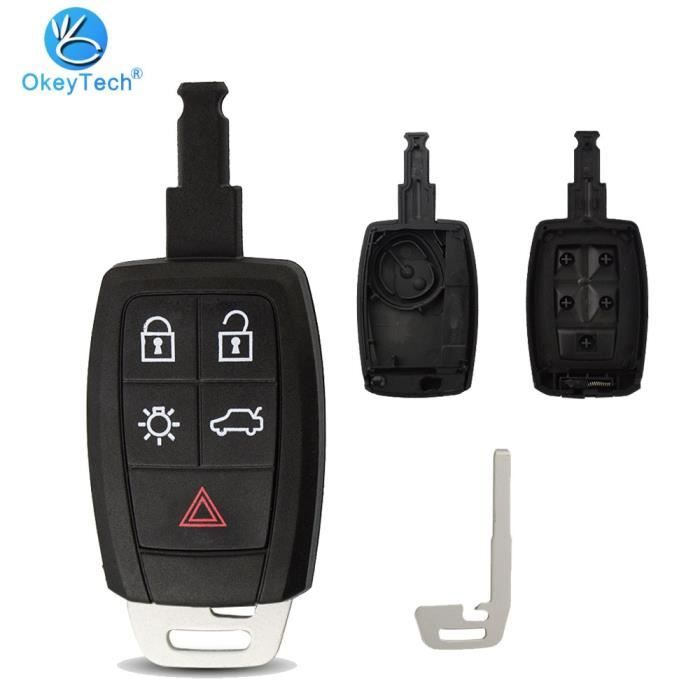 Coque clé,OkeyTech coque de clé télécommande intelligente, pour voiture Volvo C70, C30, V40, V50, avec Insert lame vierge à 5