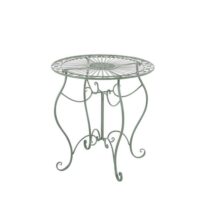 CLP Table de jardin ronde en fer forgé INDRA, faite à la main dans un style nostalgique, diamètre Ø 70 cm, 6 couleurs au choix72 ...