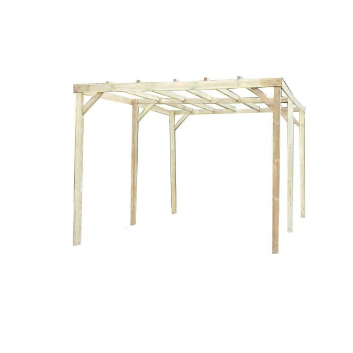 Carport en bois Toit plat Autoclave 15 m² - 3 x 5 m , h 2.4m ALTONA