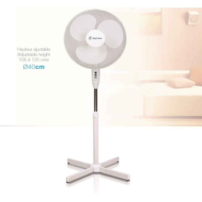 KING D'HOME VEL240K - Ventilateur sur pied 40cm - 3 Vitesses