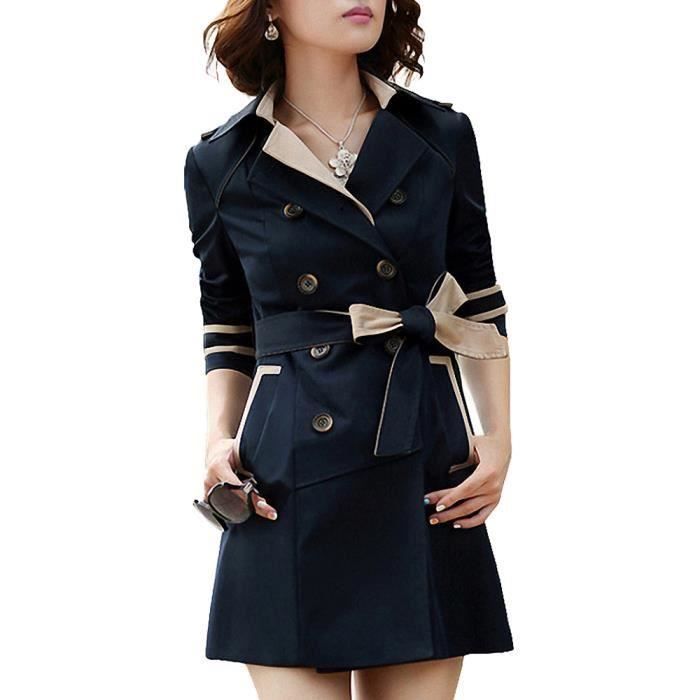 Femme Manteau Trench Coat Jacket avec Ceinture ...