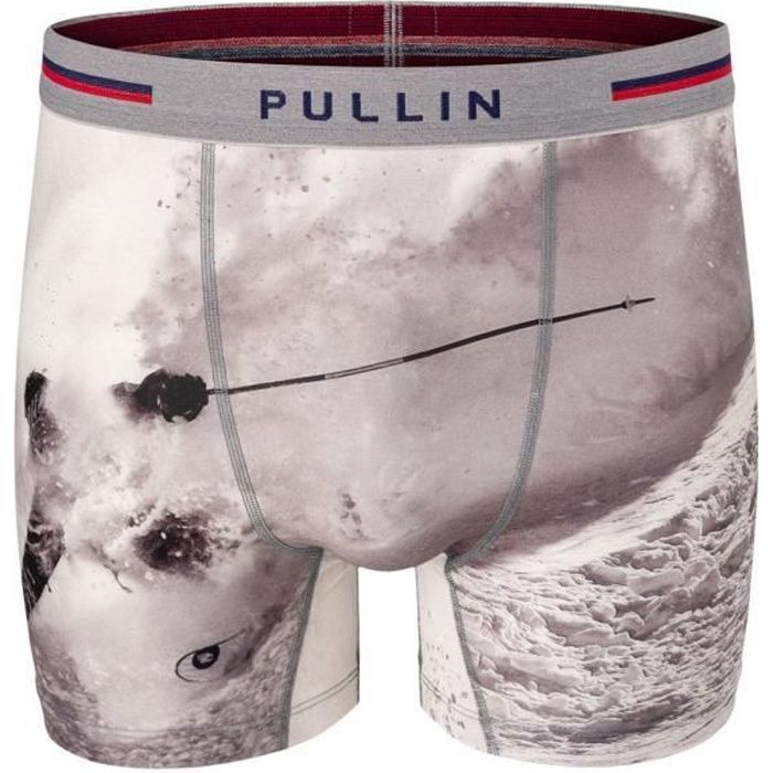 PULL IN Boxer Long Homme Microfibre REDPOWDER Gris Rouge