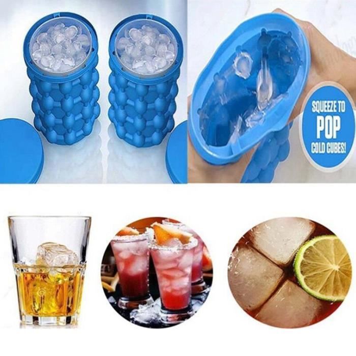 2pcs Silicone Cube Maker Génie Space Saving Ice Genie Seau à Glace Cuisine Outils 10 * 10 cm