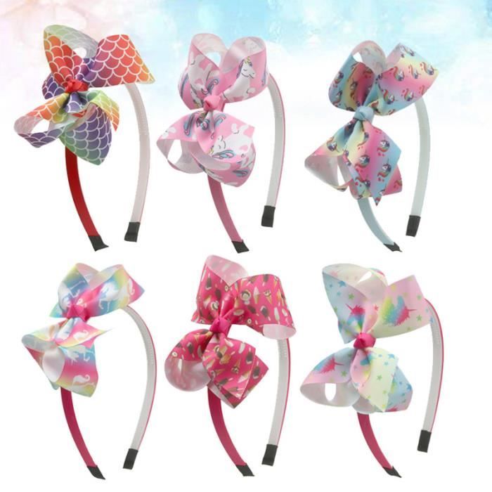 6 pcs licorne cerceau arc-noeud bande de tissu bandeau adorable accessoire de pour enfants filles (1 CASQUE AUDIO ENFANT