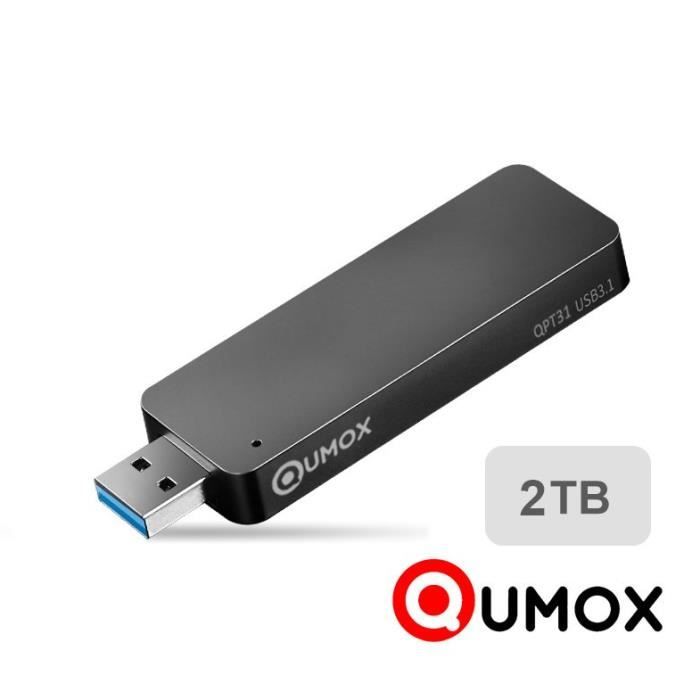 Qumox 2TB 2 TB Disque dur Flash SSD portable Solid State Flash Drive USB 3.1 Stick 420MB/s