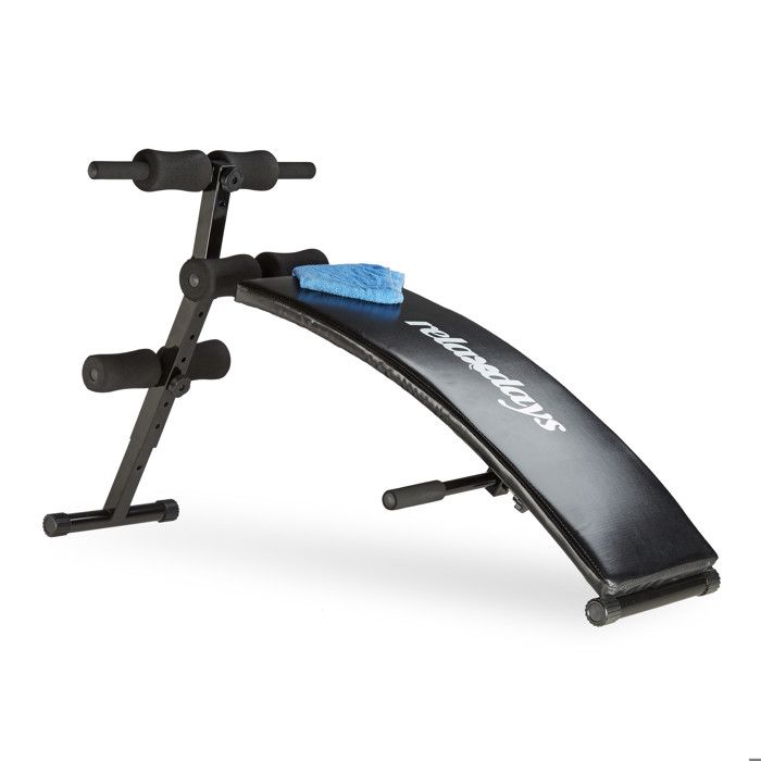 Relaxdays Banc Sit Up musculation abdominaux dos appareil de fitness rembourré entraînements exercices 6 positions, noir