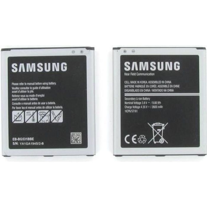 Batterie originale Samsung Galaxy J3 2016 J5 2015 Grand Prime EB-BG531 2600 mAh