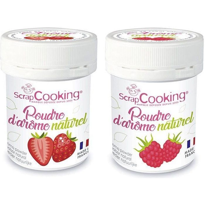 Arômes alimentaires naturels en poudre - fraise et framboise - 2 x 15 g