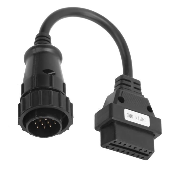 TMISHION Câble OBD2 14 broches Remplacement du câble de convertisseur de diagnostic femelle OBD2 14Pin à 16Pin pour Mercedes Benz