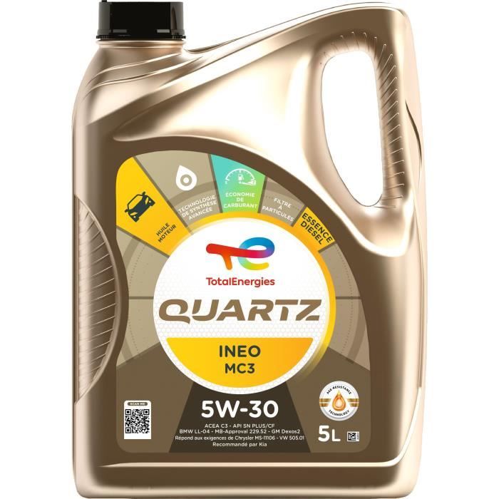TOTAL HUILE MOTEUR 1L QUARTZ INEO MC3 5W30