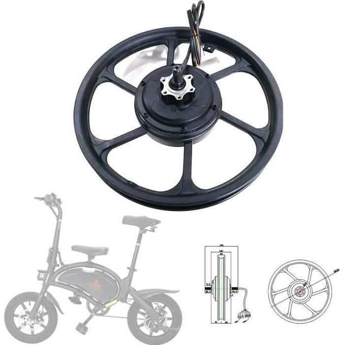 Moteur de Roue motrice 400W 48V, vélo électrique de 14 Pouces Moteur de Scooter électrique pour trotinette electrique Kugoo kirin V1