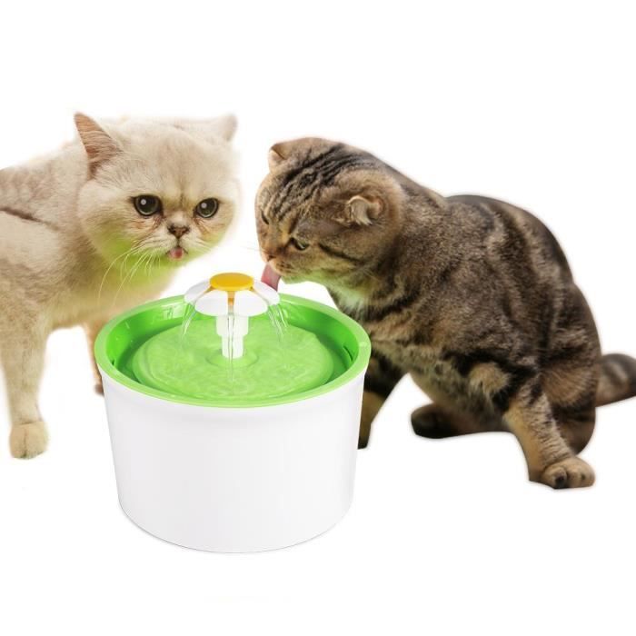Fontaine à Eau Automatique Distributeur Eau pour Chat et Chien Fleur avec 1 Filtre - Vert et Blanc