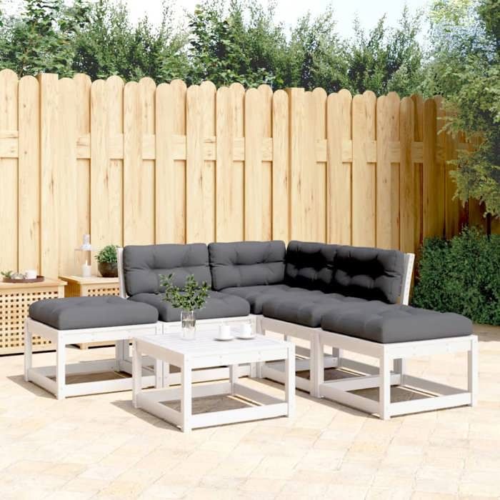 vidaXL Salon de Jardin avec Coussins 5 pcs Sièges de Patio Ensemble de Meubles Mobilier de Terrasse Extérieur Bois