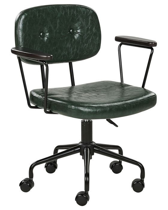 Chaise de bureau en cuir PU vert foncé ALGERITA Chaise de bureau en cuir PU vert foncé ALGERITA