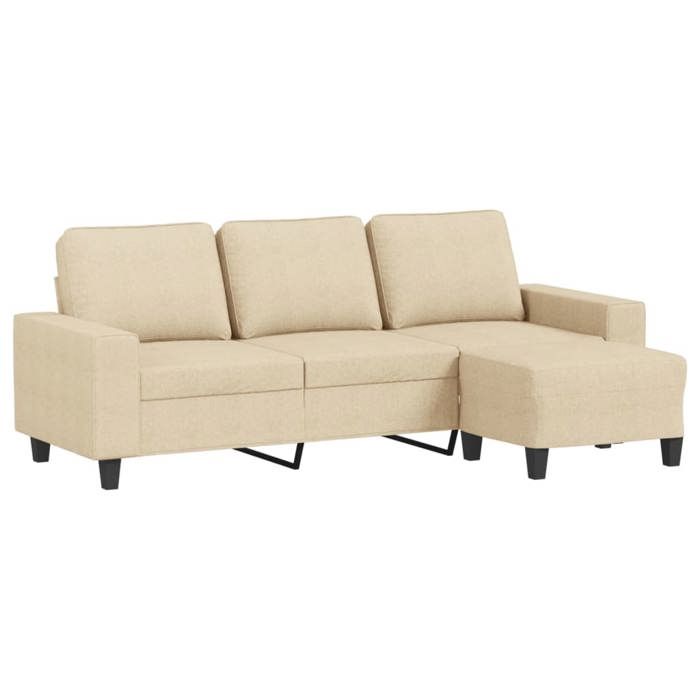 BEAU Canapé à 3 places avec repose-pieds Crème 180 cm Tissu SS0000251507