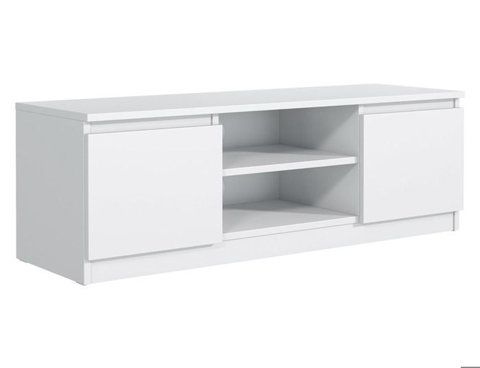MebLocker armoire TV lowboard 120cm table murale moderne élégante pour salon bureau chambre blanc