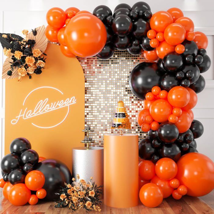 Ballons Foil Happy Halloween 16 Pouces - Bannière Aluminium Noir Et Orange Pour Décoration De Fête