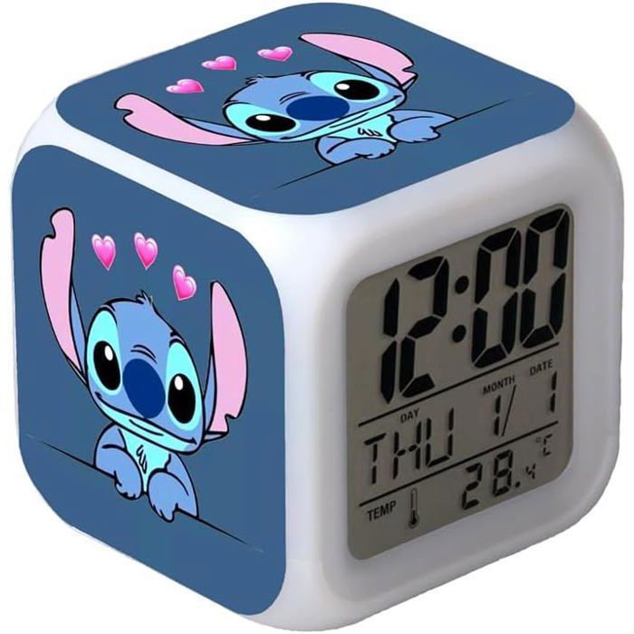 Réveil Numérique Labrador - Écran LED, Veilleuse 7 Couleurs, Thermomètre - Pour Chambre, Bureau - Design Mignon