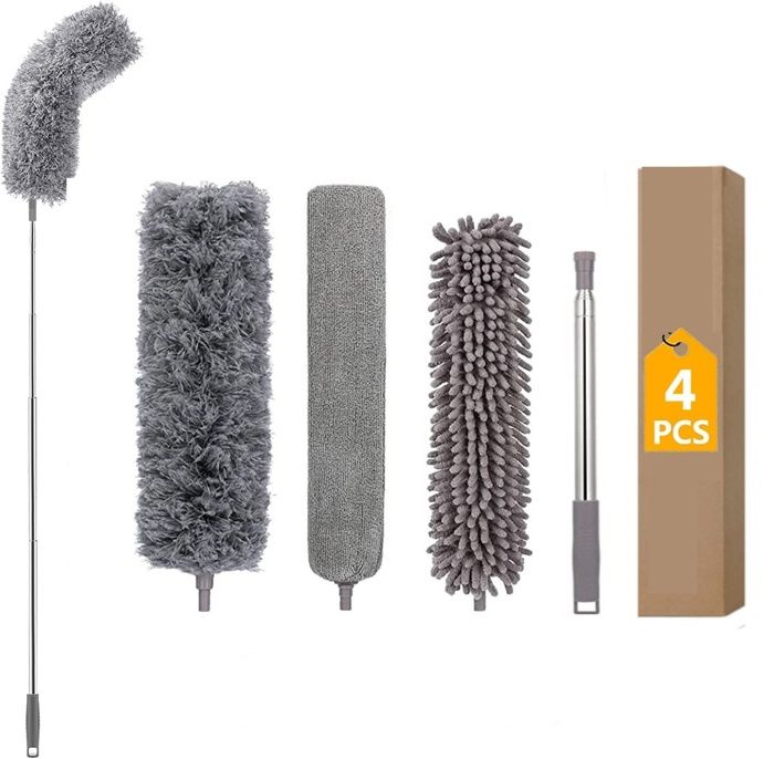 Balai télescopique lavable manche anti-poussière et balai dangle pliable en microfibre