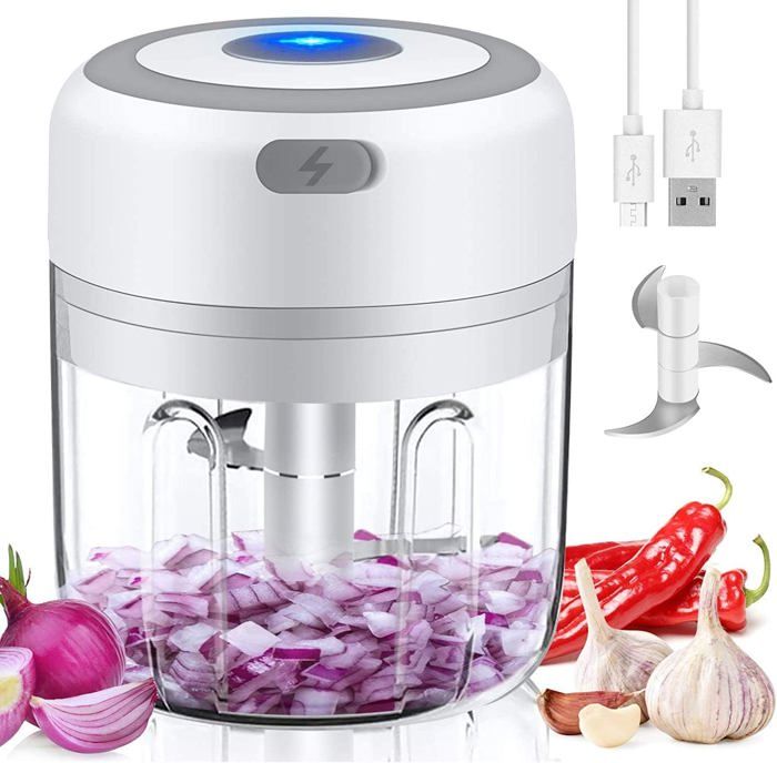 Hachoir de cuisine électrique mini coupe-oignon presse-ail robot culinaire multi-hachoir mini alimentaire - Aiperq