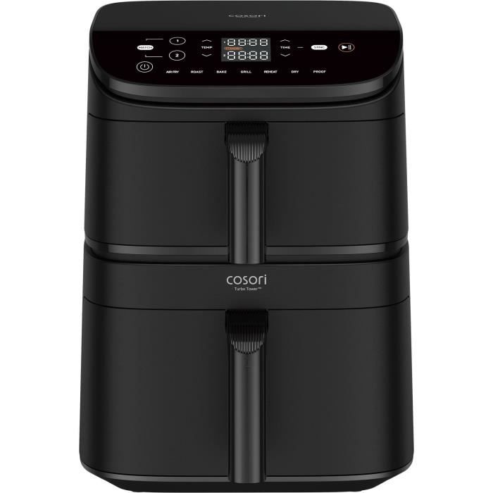 Friteuse sans huile COSORI - Turbo Tower Chef Edition - Capacité 108L - 2 cuves - 6 programmes - 2630W - Noir Friteuse sans huile COSORI - Turbo Tower Chef Edition - Capacité 108L - 2 cuves - 6 programmes - 2630W - Noir