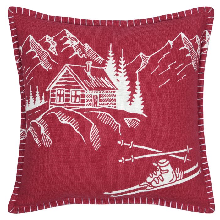 Coussin chalet montagne en coton Rouge 45x45 cm Coussin chalet montagne en coton Rouge 45x45 cm