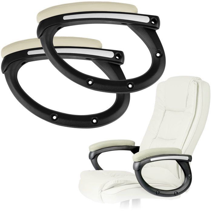 Accoudoirs pour fauteuil - JANSHOP - Lot de 2 - Beige - Plastique résistant - Taille universelle - 8 caches inclus