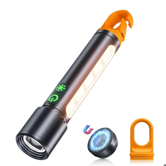 Lampes de poche LED magnétiques rechargeables haute luminosité 990 000 lm 9 modes ets puissantes et réglables idéales (Noir)
