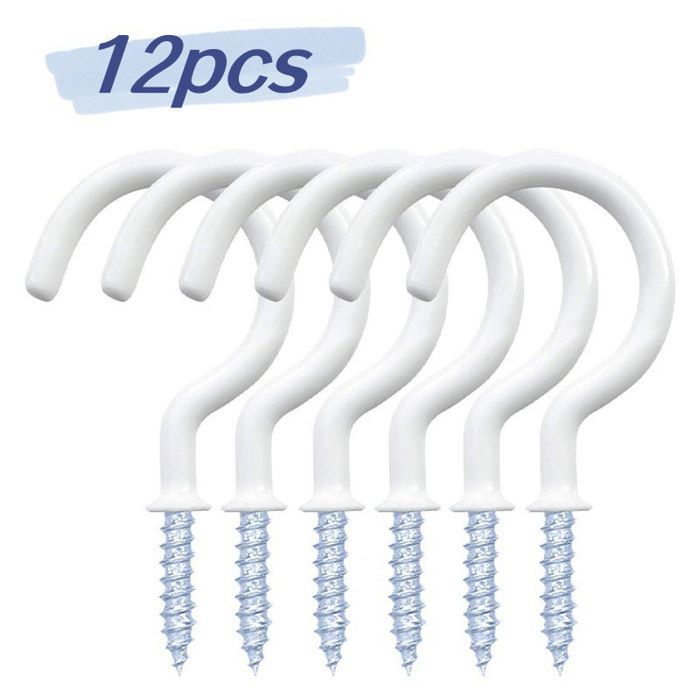 Crochets à vis - ULISEM - Lot de 12 - Vinyle - Blanc - 51 cm