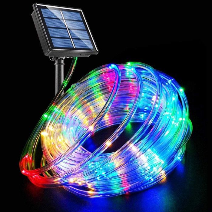 Lampes solaires de Corde 12m 100LED Guirlande Lumineuse extérieur étanche pour Les décorations de Noël Jardin Pelouse Multicolore