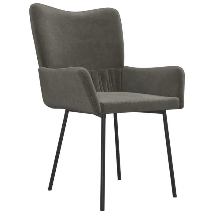 Gris Chaises de cuisine/bar - SOLOMON -[lot de 2] - Pour 2 personnes - Gris foncé Velours CCC1187