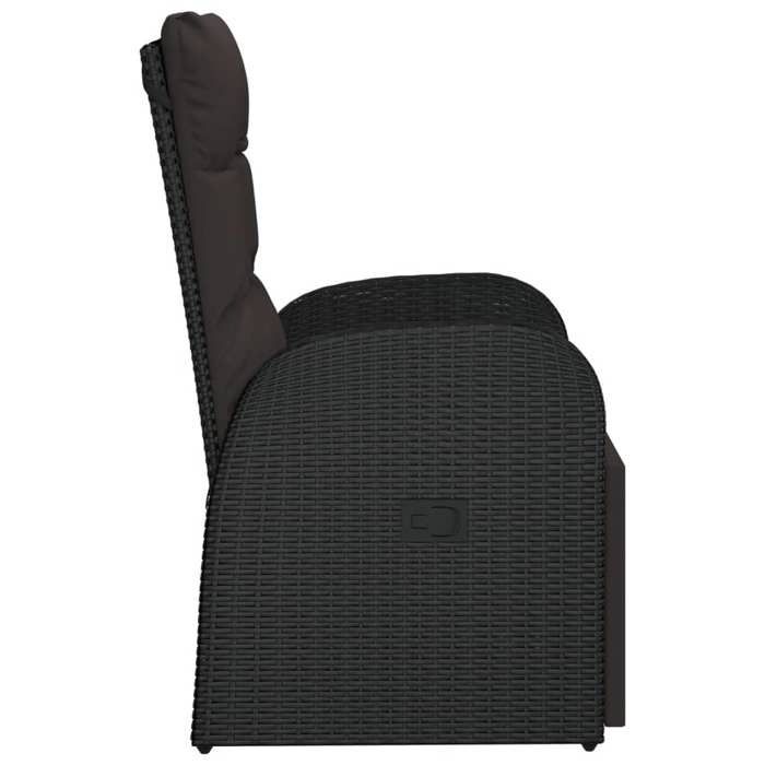 Fauteuil inclinable de jardin en résine tressée - WIENS - Noir - Coussin 4 cm - 57x69x106 cm - Dossier réglable