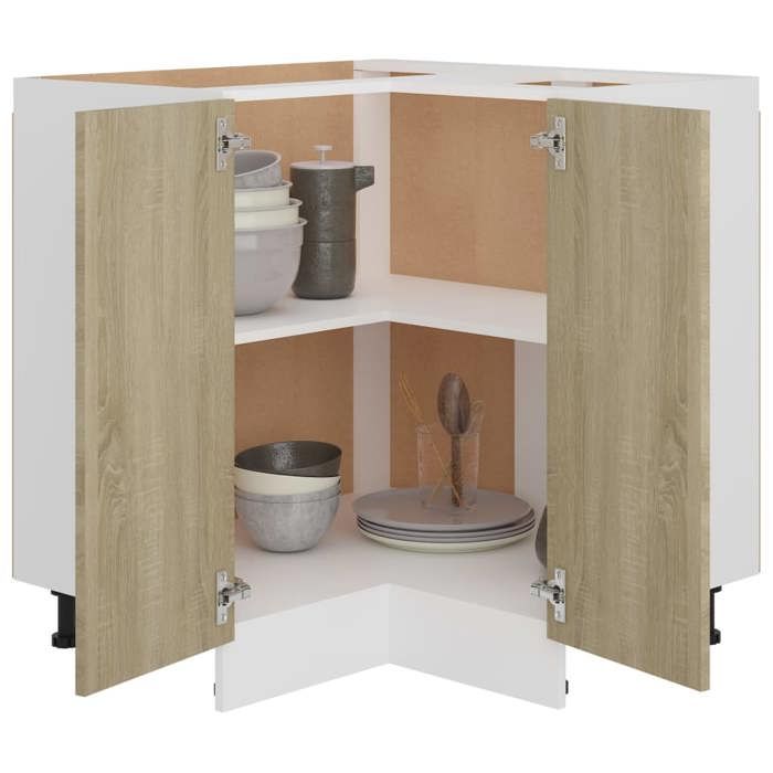 Armoire dangle basse - WIENS - Chêne Sonoma - 755 x 755 x 815 cm - Bois dingénierie - Deux étagères - Deux portes