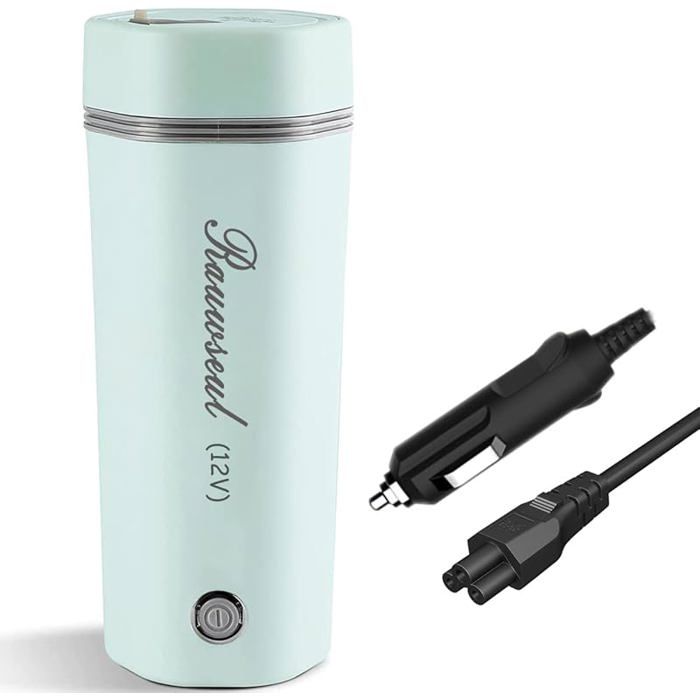 Bouilloire électrique 12V/24V Pour Voiture - Portable, Chauffage Rapide, Arrêt Automatique - Idéale Voyage, Camping, Trajets Quotidiens